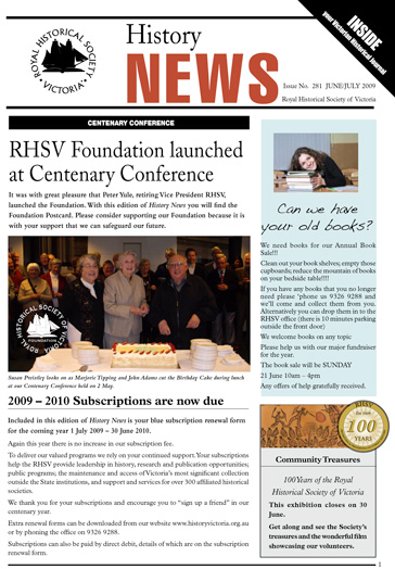 Front Cover of History News Issue 281