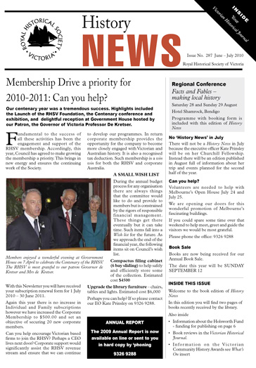 Front Cover of History News Issue 287
