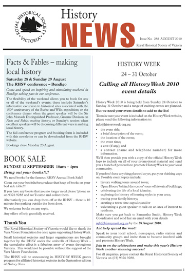 Front Cover of History News Issue 288