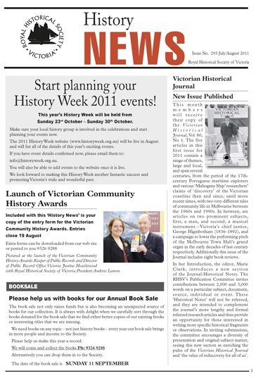 Front Cover of History News Issue 293 (July August)