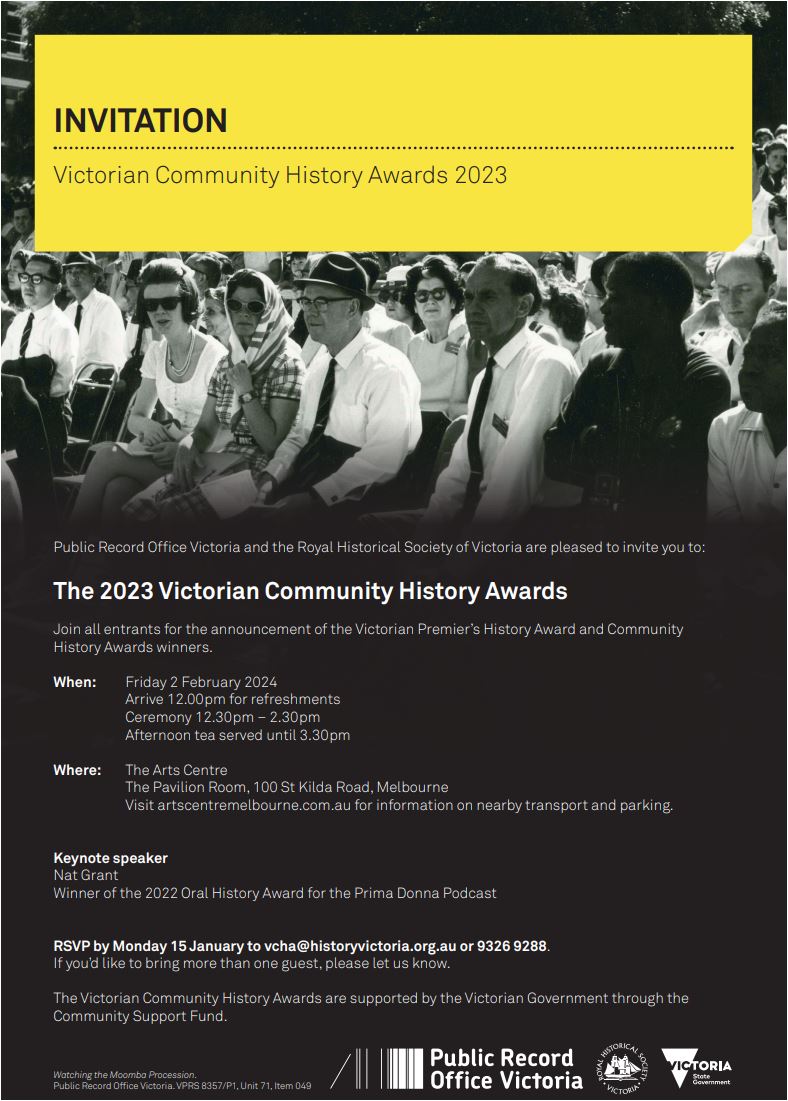Victorian Community History Awards 2023 Awards Ceremony On 2 February